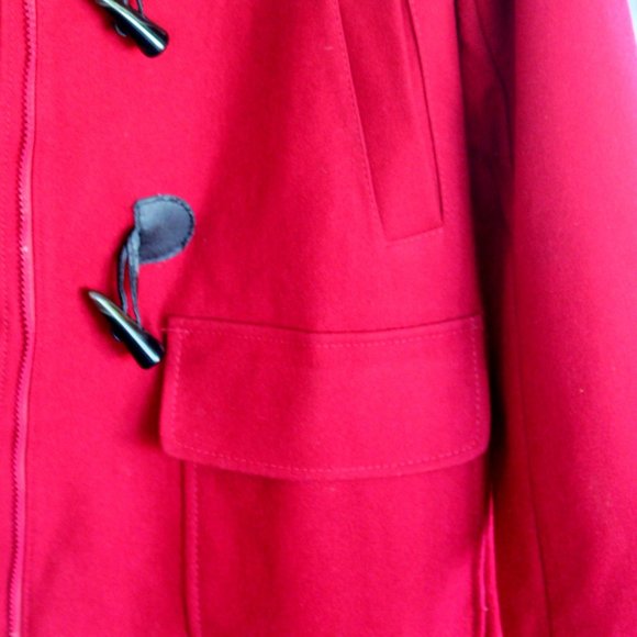 Tommy Hilfiger Red Wool Blend Pea Coat With Toggle Closure Womens M - Picture 11 of 16